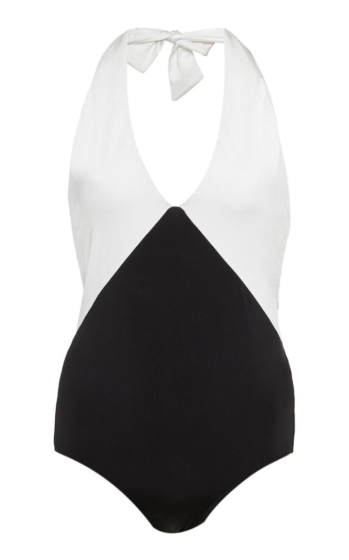 Talia Collins Deep-v Contrast Swimsuit