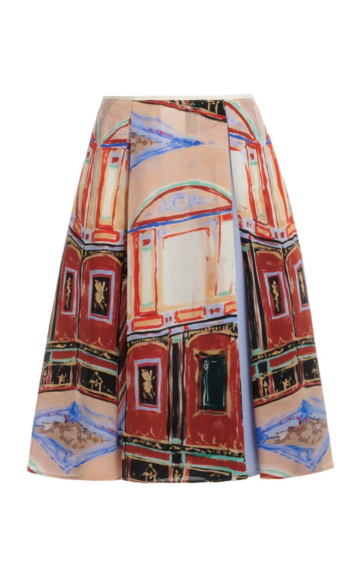 Moda Operandi Alexandre Blanc Printed Pleated Silk Skirt