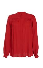 Giambattista Valli Pleated Chiffon Blouse With Mandarin Neckline