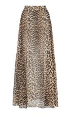 Ganni Georgette Pleated Leopard Maxi Skirt