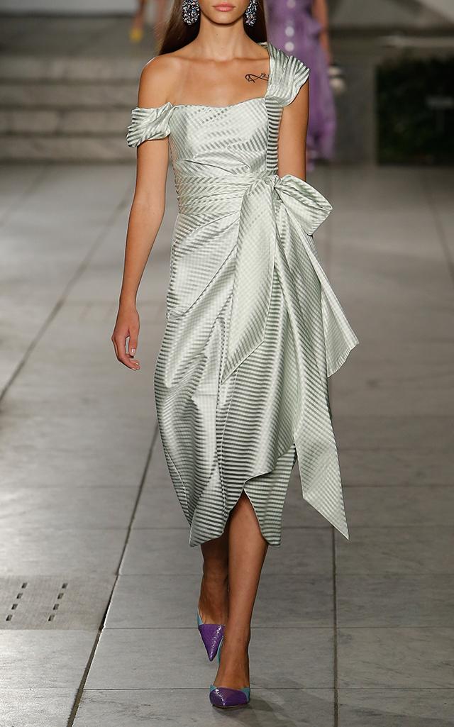Carolina Herrera Off The Shoulder Striped Dress