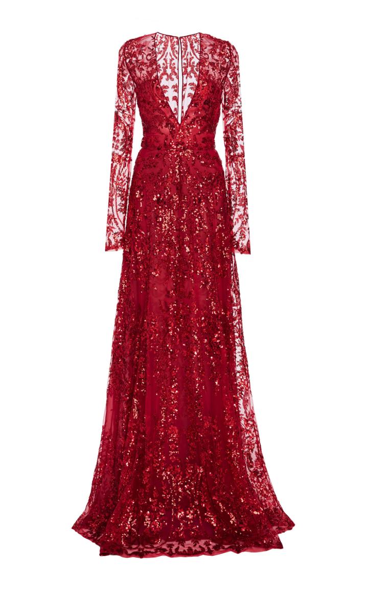 Naeem Khan Sequined Chiffon Gown