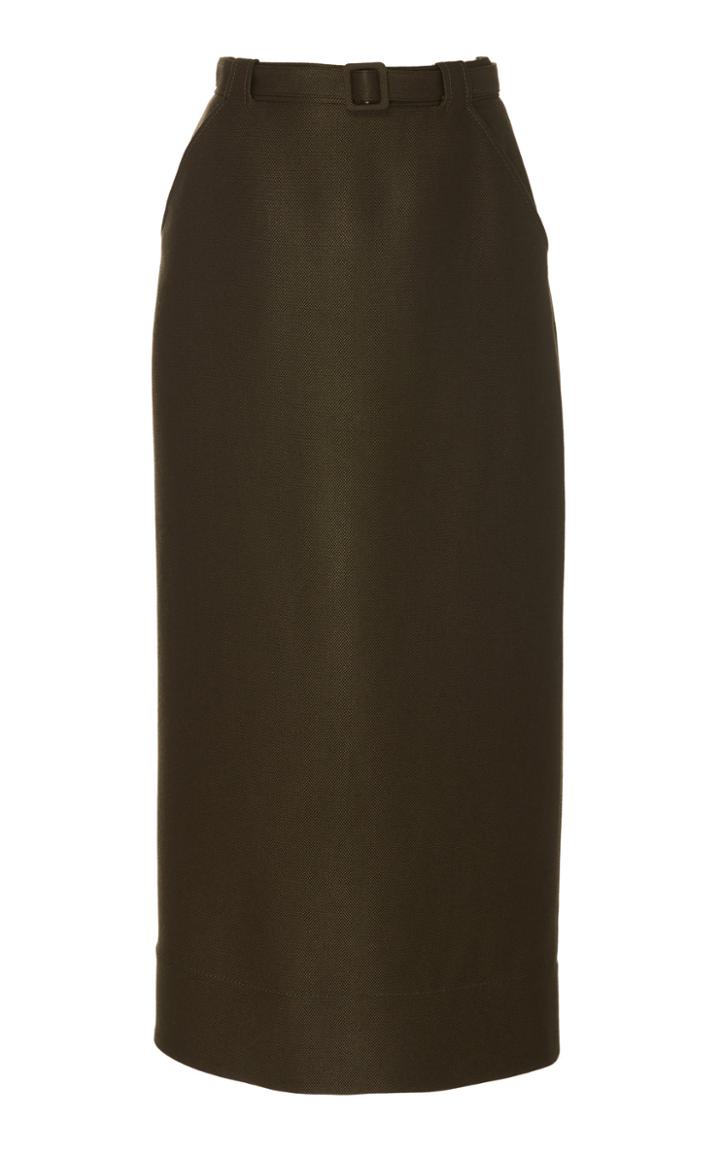 Gabriela Hearst Maurin Belted Midi Wool Silk Skirt