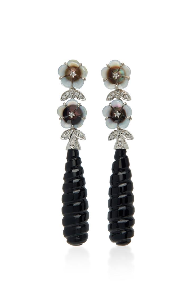 Dana Rebecca 14k White Gold Mother-of-pearl And Black Onyx Drop Earrings