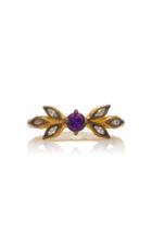 Moda Operandi Cathy Waterman 22k Yellow Gold Amethyst And Diamond Ring