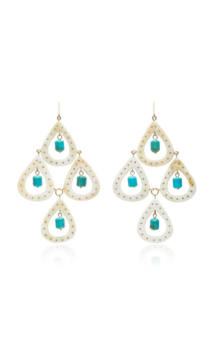 Ashley Pittman Jasiri Horn And Turquoise Earrings