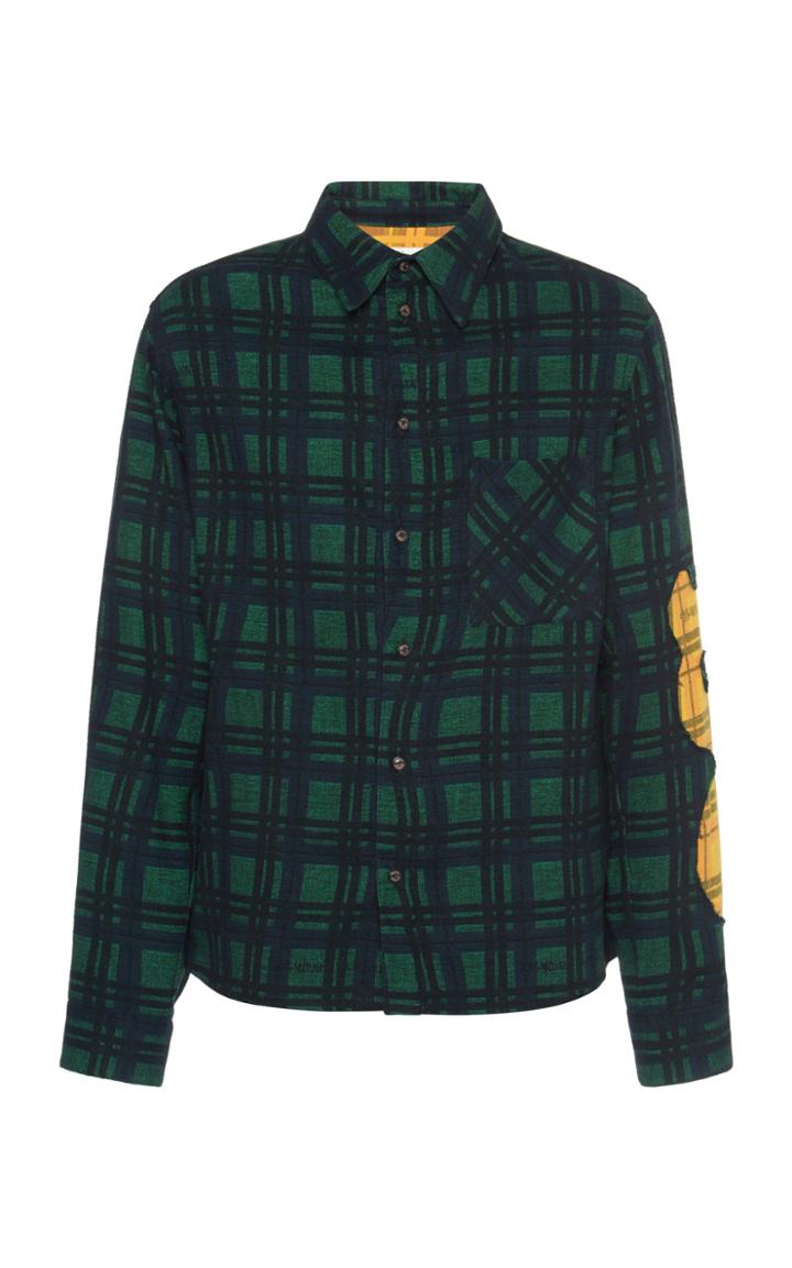Off-white C/o Virgil Abloh Melt Logo Plaid Cotton Flannel Shirt