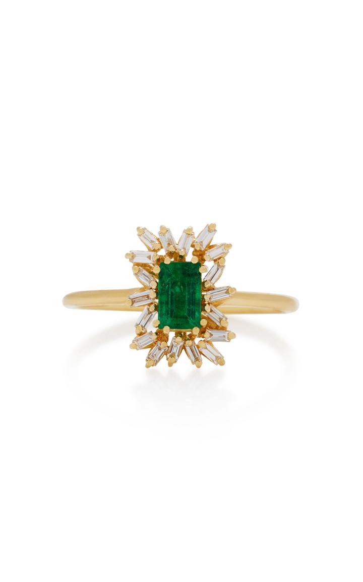 Suzanne Kalan 18k Gold Emerald And Diamond Ring