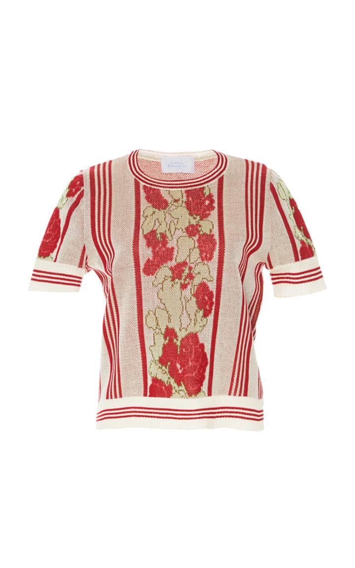 Luisa Beccaria Jacquard Floral Knit Top