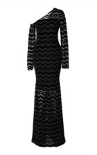 Christian Siriano Zig Zag Burnout Velvet Off The Shoulder Gown