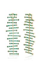 Moda Operandi Shay 18k Yellow Gold Emerald Fishbone Drop Earrings