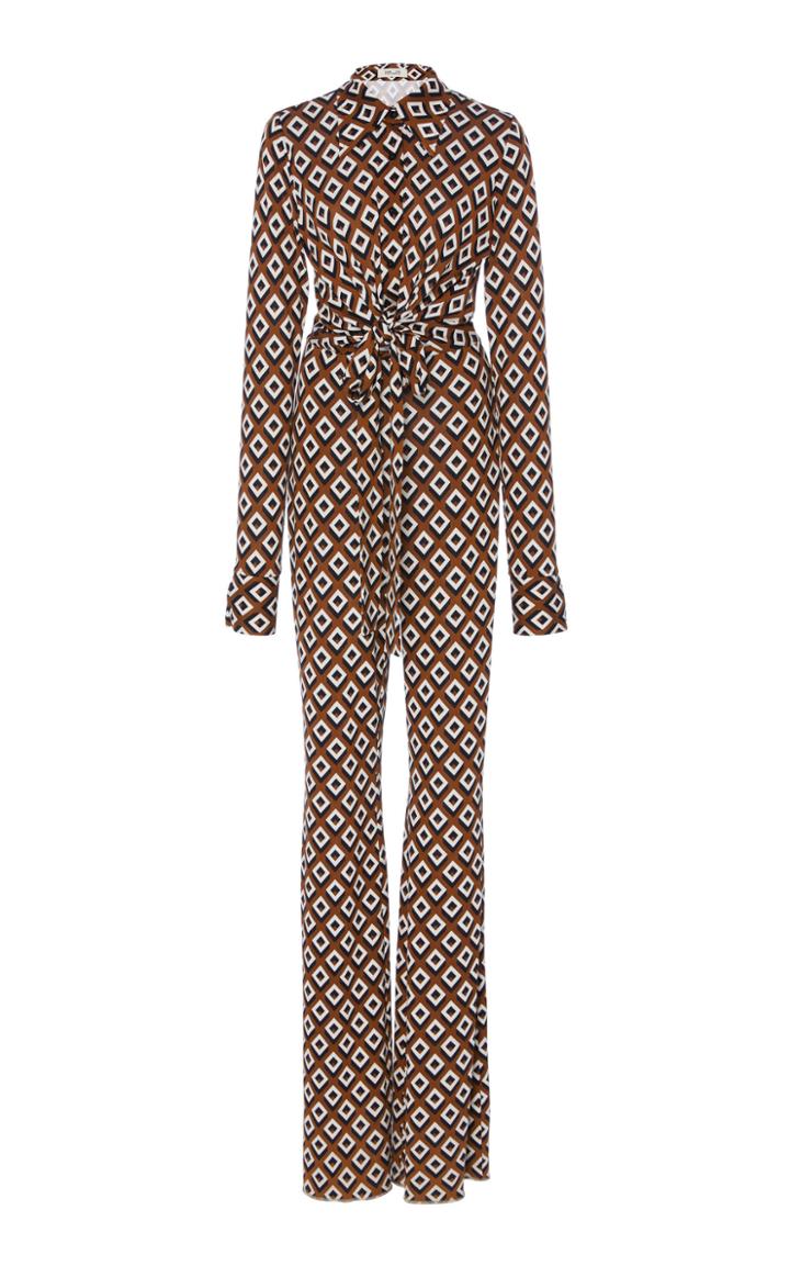 Diane Von Furstenberg Collared Crossover Jumpsuit