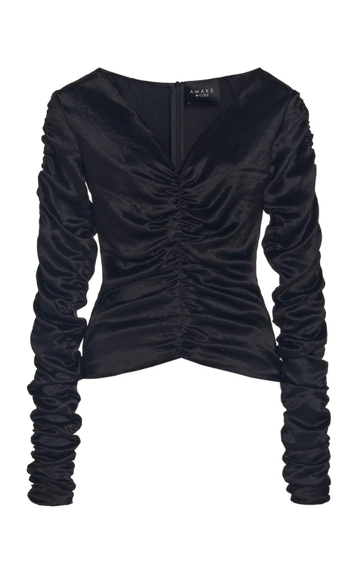 Moda Operandi A.w.a.k.e. Mode Ruched Satin Top