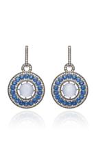 Nam Cho 18k White Gold Black Rhodium Chalcedony Blue Sapphire And Diamond Earrings