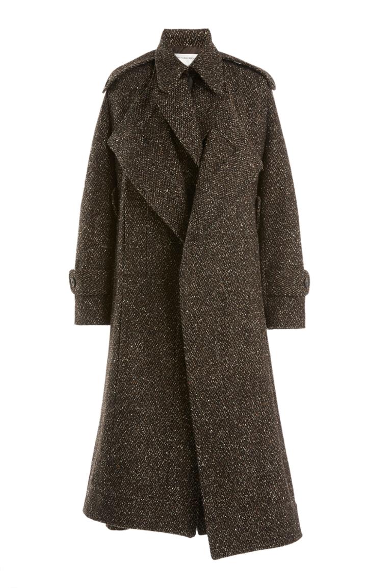 Moda Operandi Victoria Beckham Herringbone Woven Cape Coat
