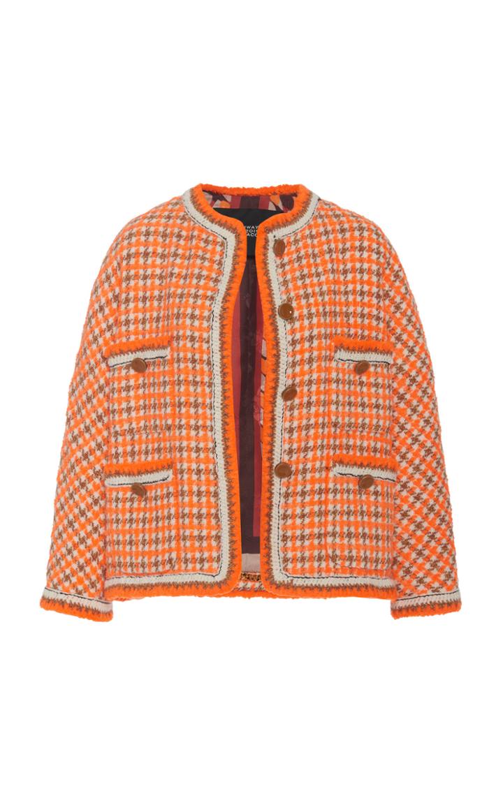 Moda Operandi Marc Jacobs Plaid Wool-blend Collarless Jacket Size: 0