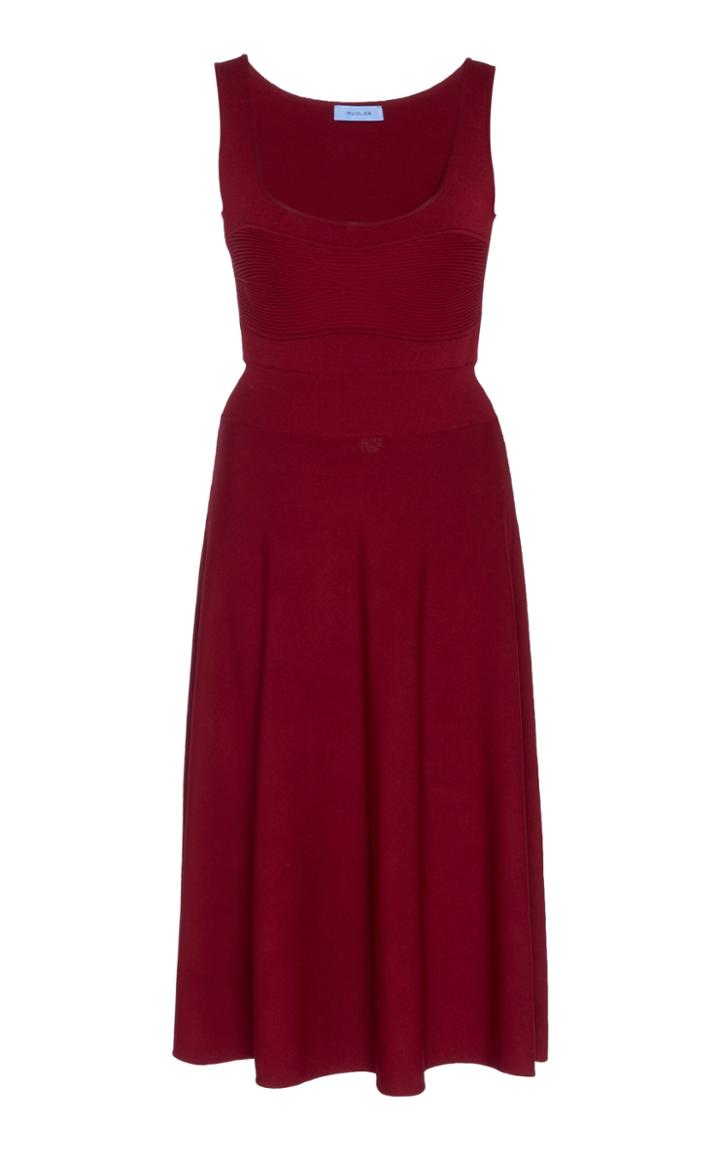 Mugler Sleeveless A-line Jersey Midi Dress