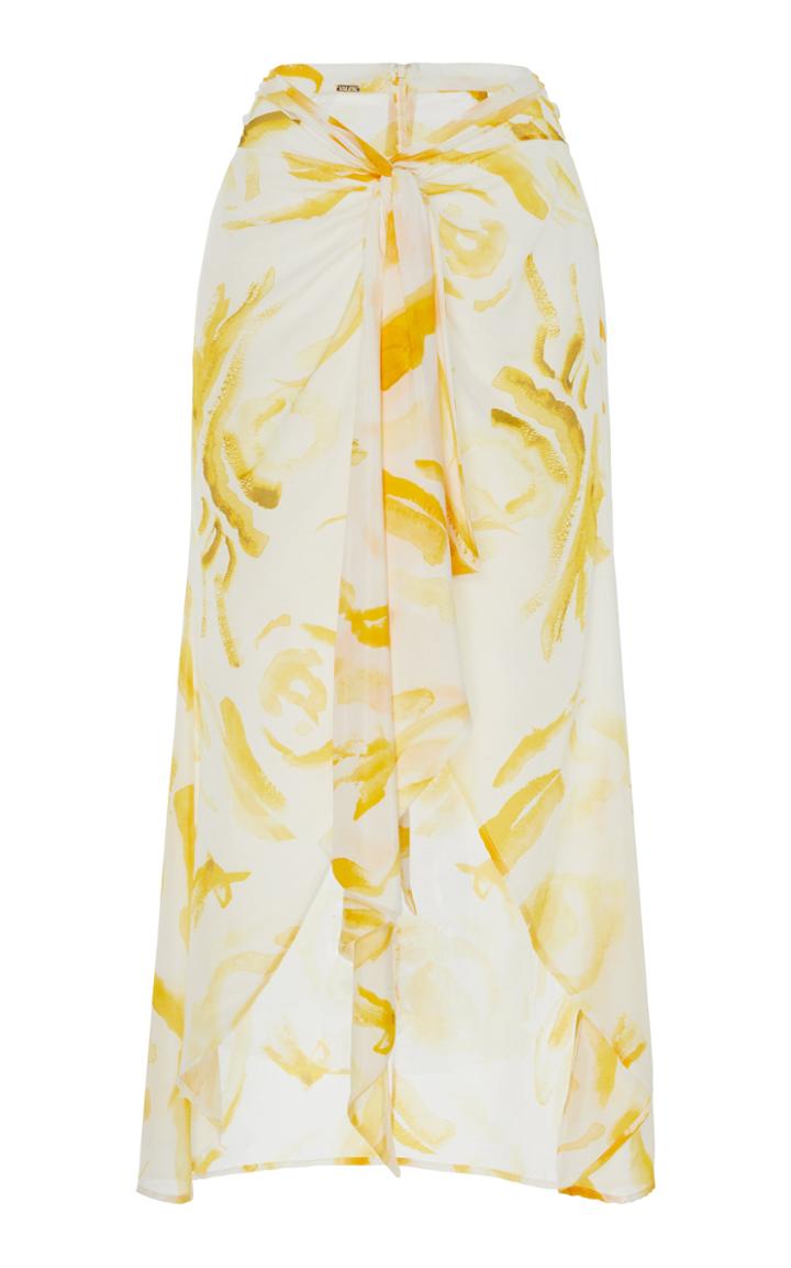 Cult Gaia Sora Printed Cotton-silk Midi Skirt