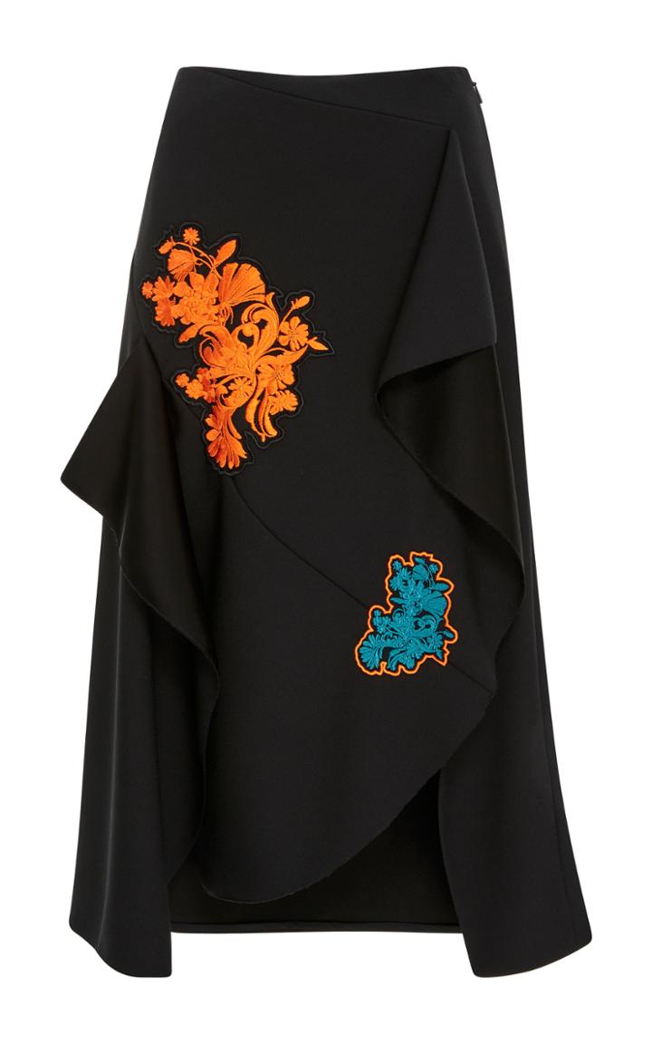 Versace Floral Applique Ruffled Skirt