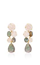Bounkit Mother Of Pearl Carved Rose And Labradorite Drop Earrings