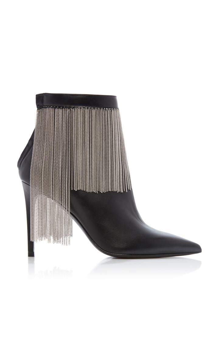 Balmain Mercy Chain-fringe Leather Booties