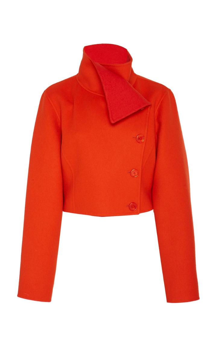 Ralph Lauren Jamie Funnel-neck Cropped Wool Jacket