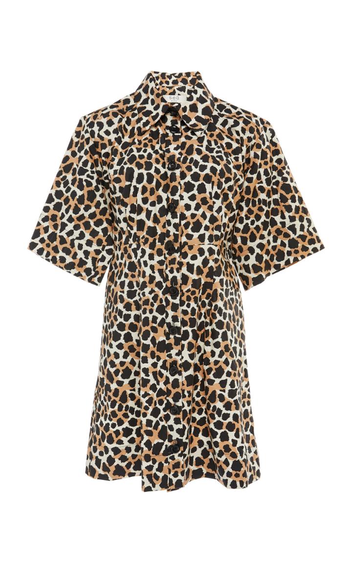 Sea Printed Mini Shirt Dress