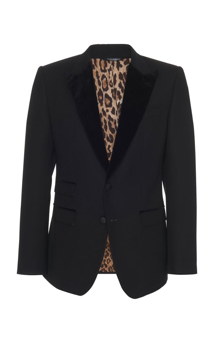 Dolce & Gabbana Velvet-trimmed Peak Lapel Blazer