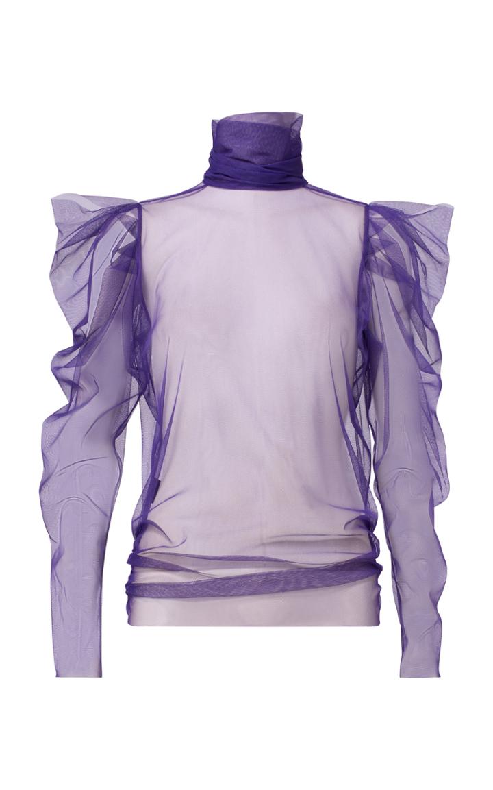 Moda Operandi Dorothee Schumacher Dramatic Transparency Chiffon Turtleneck Top