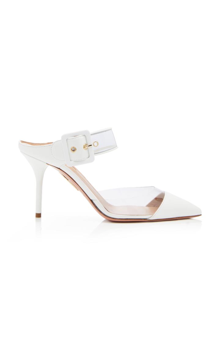 Aquazzura Optic Pvc-trimmed Leather Mules
