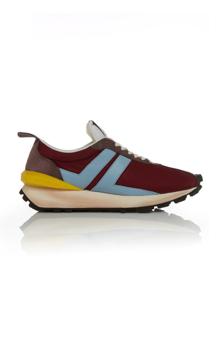 Lanvin Distressed Suede-trimmed Leather Sneakers Size: 40