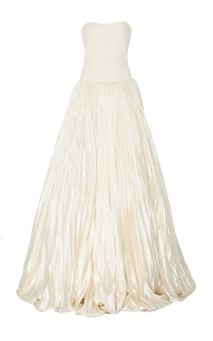 Danielle Frankel Bridal Tilda Dropped Waist Pleated Satin And Crepe Ballgown