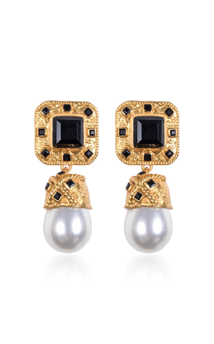 Valre Poseidon Gold-plated, Onyx And Pearl Earrings
