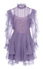 Moda Operandi Alberta Ferretti Lace-detailed Chiffon Mini Dress