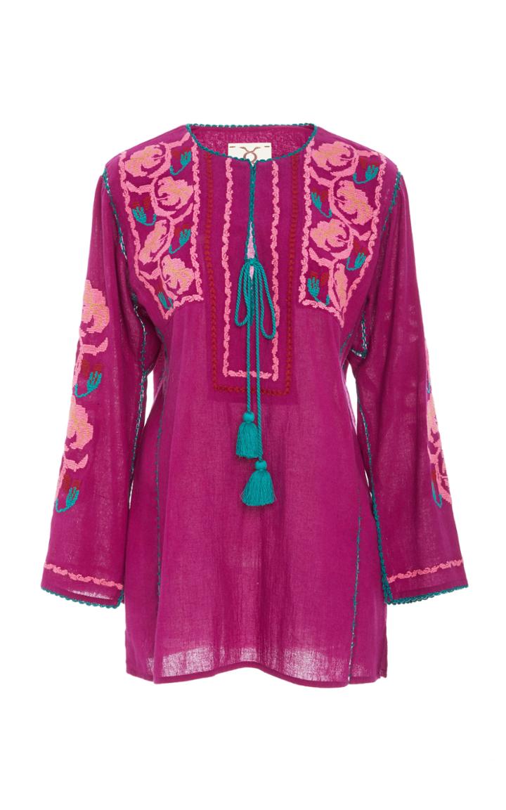 Figue Zoe Orchid Embroidered Top