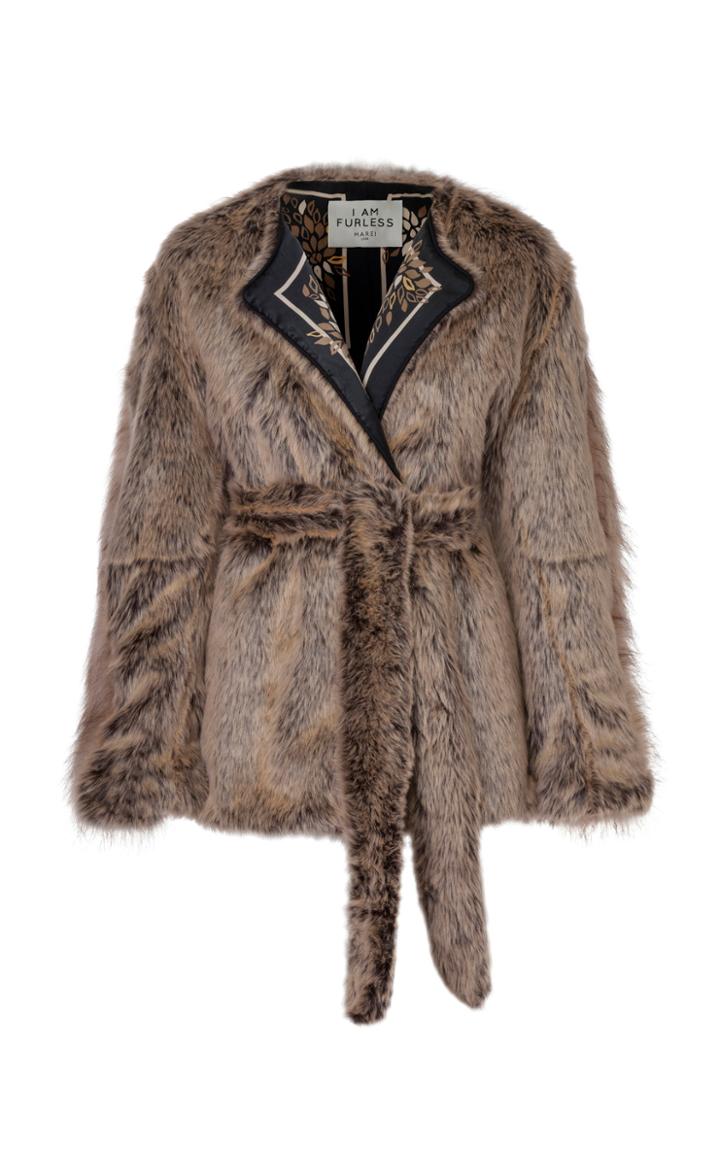 Marei 1998 Jonquil Collarless Eco Fur Jacket