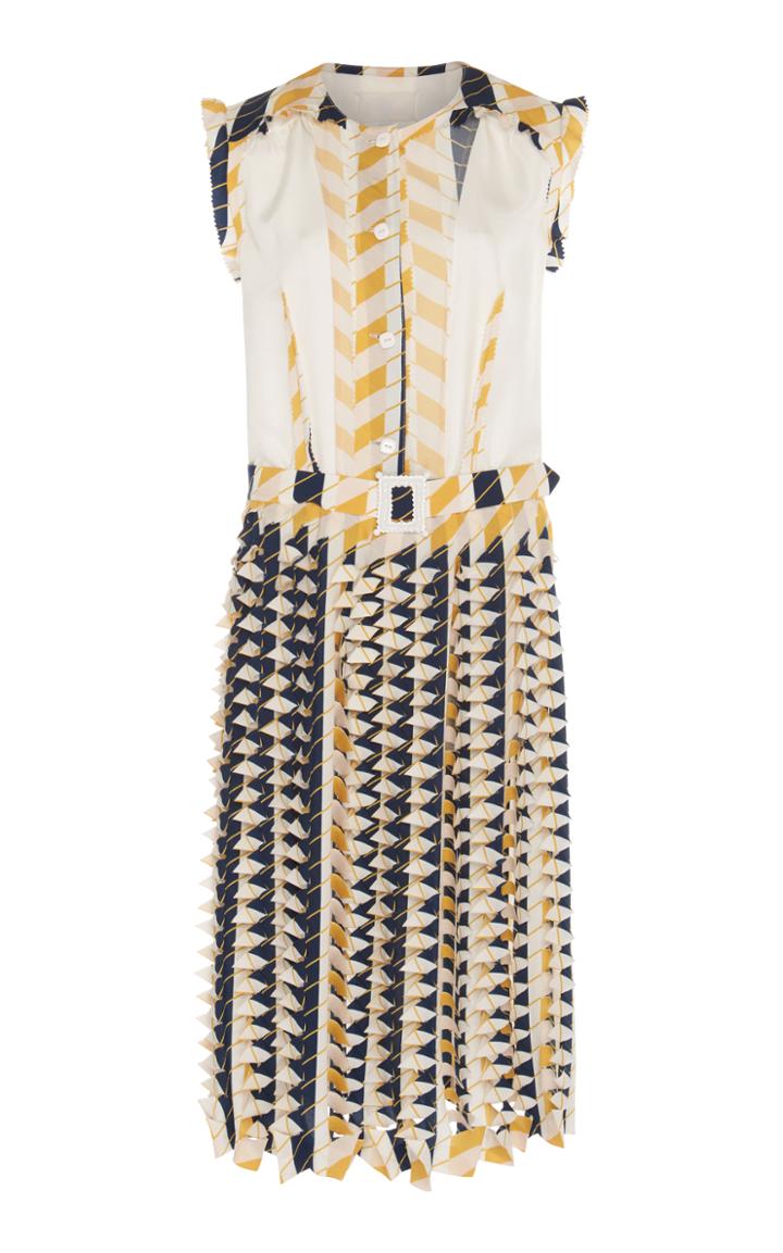 Maison Margiela Vertical Scallop Pleated Dress