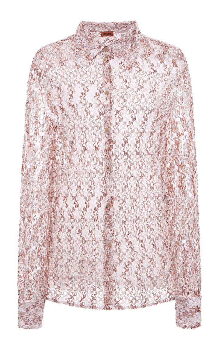 Moda Operandi Missoni Textured Printed Collared Shirt Size: 38