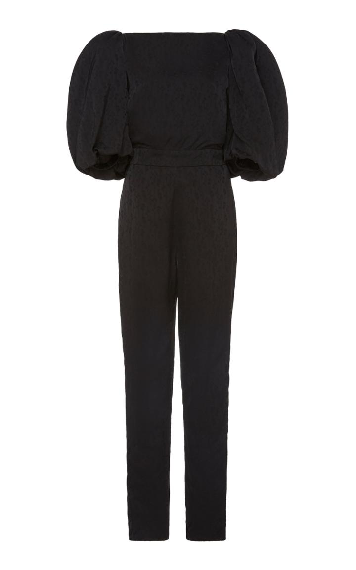 Johanna Ortiz Tie-back Satin Floral-jacquard Jumpsuit