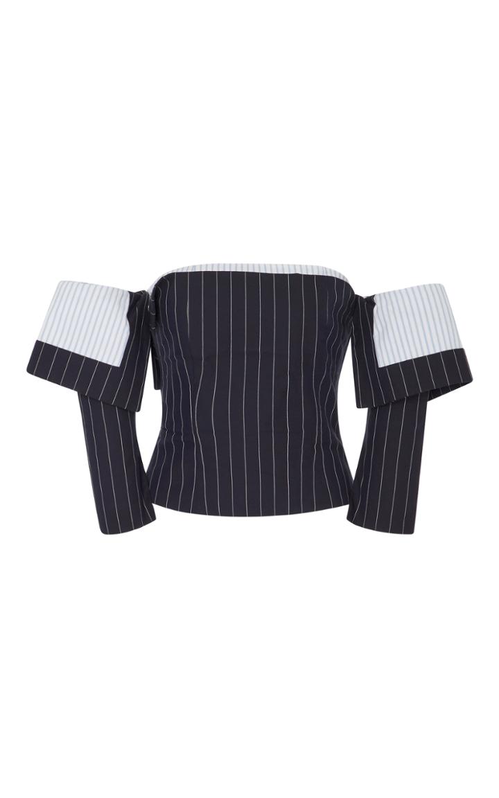Monse Of-the-shoulder Pinstriped Corset Top