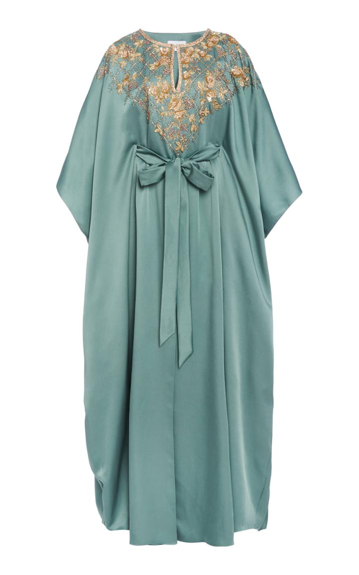 Moda Operandi Marchesa Lace-trimmed Satin Caftan Gown