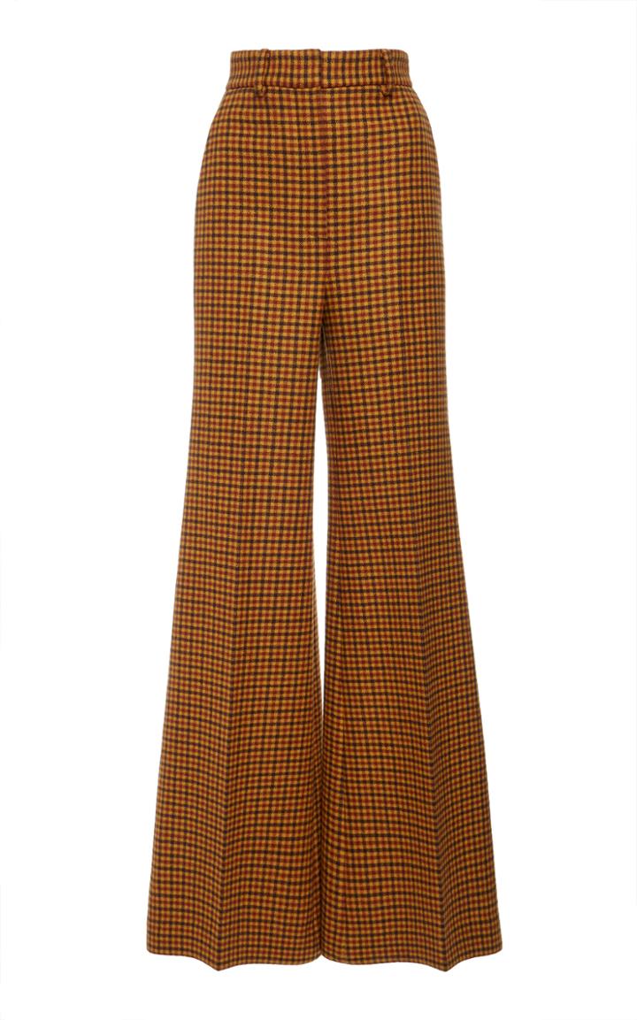 Khaite Bernadette Checked Wool Wide-leg Pants