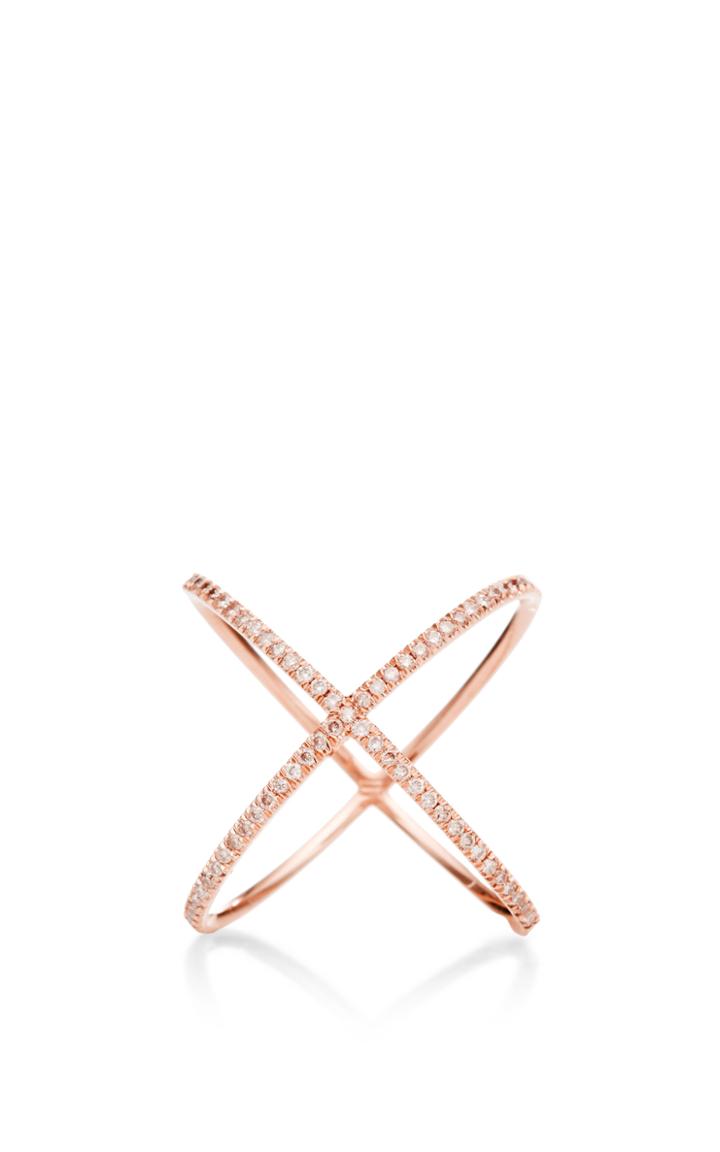 Eva Fehren 18k Rose Gold And Pink Diamond X Ring
