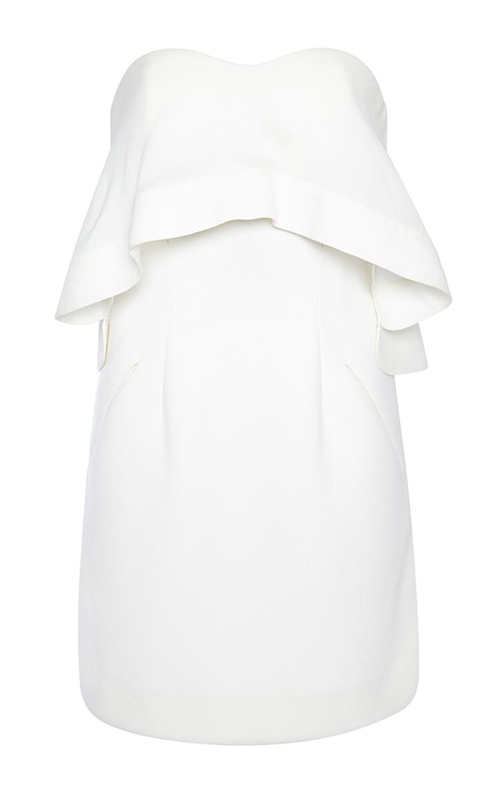 Antonio Berardi White Virgin Wool Strapless Dress With Ruffle