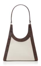 Staud Rey Canvas And Croc-effect Leather Shoulder Bag