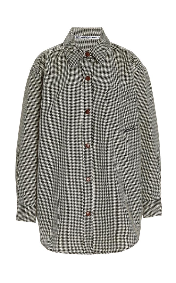 Alexander Wang Oversized Houndstooth Wool-blend Shirt Jacket