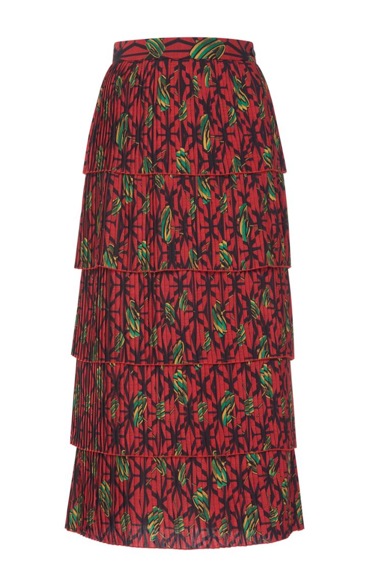 Stella Jean Micro Pleated Tier Skirt