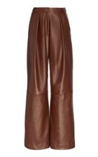 Moda Operandi Michael Lo Sordo Pleated Leather Wide-leg Pants Size: 6