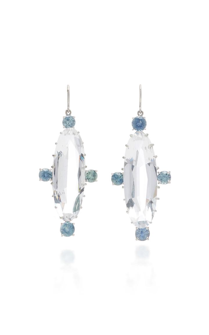 Sylva & Cie One-of-a-kind Crystal And Sapphire Earrings