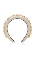 Avenue Amelia Alice Faux Pearl-embellished Velvet Headband